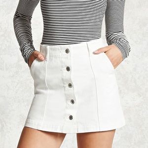 F21 White Denim Skirt